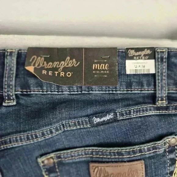 Wrangler Retro High Rise Trouser Flare Boot Cut Baggy Jeans - Picture 4 of 11